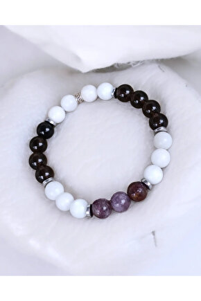 Menopoz Bilekliği (Dumanlı Kuvars,Ay taşı, Turmalin)