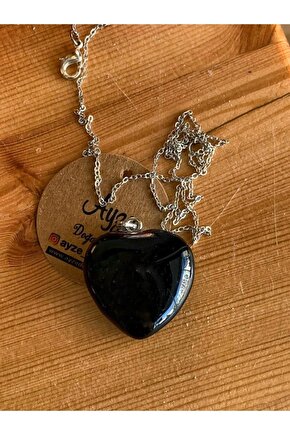 Obsidyen Kalp Kolye