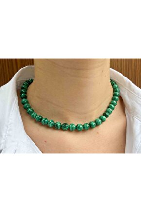 Malakit Taşı Doğaltaş Kolye 8 Mm