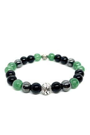 Unisex Doğaltaş Kararlılık Bilekliği (oniks Hematit Yeşim Kadın Erkek Doğal Taş Bileklik)