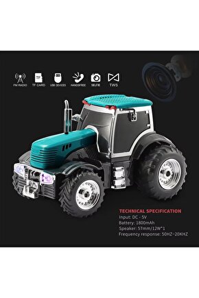 TRAKTÖR ŞEKLİNDE BLUETOOTH HOPARLÖR ŞARJLI KABLOSUZ SPEAKER FM SD KART USB