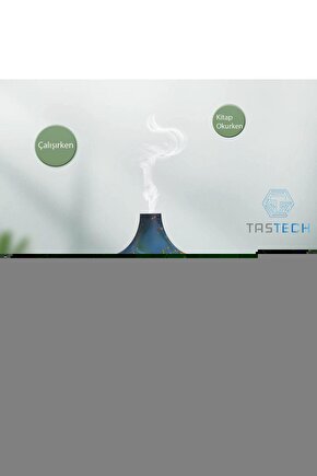 Aroma Terapi Oda Hava Nemlendirici 550ml Ultrasonik Buhar Makinesi Ahşap Görünüm 7 Renk Led Işıklı