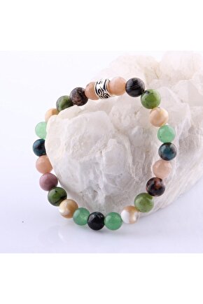 Güneş Taşı Rodonit Yeşim Sedef Aventurin Krizokol 8 Mm Doğal Taş Bileklik