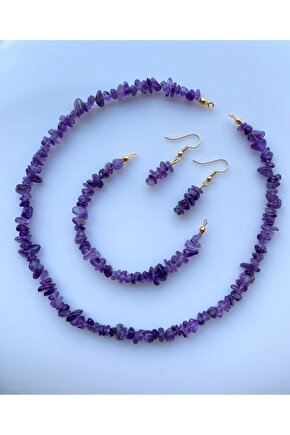 Ametist Kırıktaş Doğal Taş Set