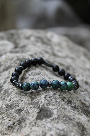 Azurit Obsidyen Doğaltaş Bileklik