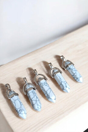 Beyaz Firuze Taşı (5 Adet) Çivi Model Kolye Hediyelik Eşya Sevgili Kolye Sevgiliye Hediye Çivi Kolye