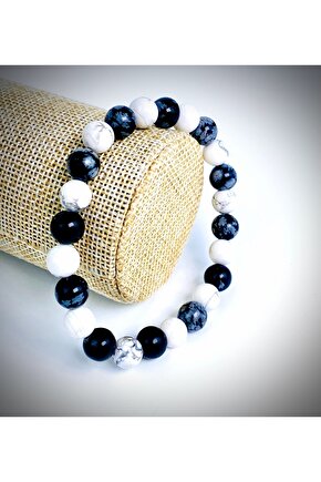 Doğal Taş Havlit Karlı Obsidyen 8mm Bileklik