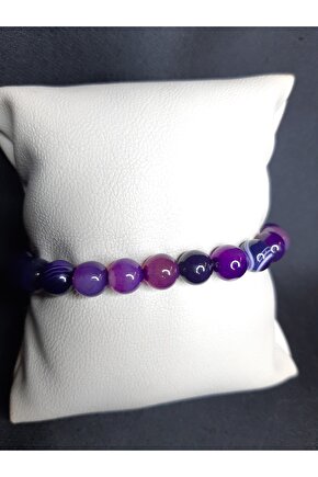 Mor Renk Doğal Akik Taşı Bileklik