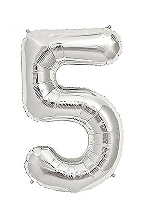 5 Rakam Silver Folyo Balon Sayılı Balon 100 Cm Dev Boy