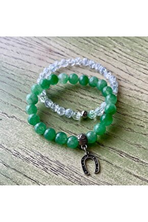 Doğaltaş nal figürlü  ikili şans bilekliği