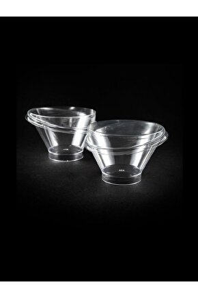 Plastik Kristal Oval Kase Kapaklı 220cc 15 Adet Kullan At