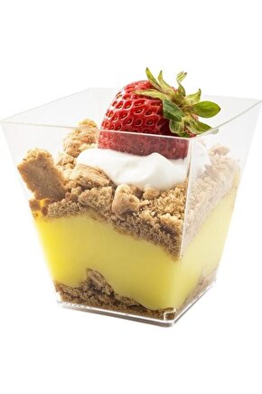 Kristal Plastik Akrilik Prizma Kübik Kase 200cc 25 Adet - Kapaksız