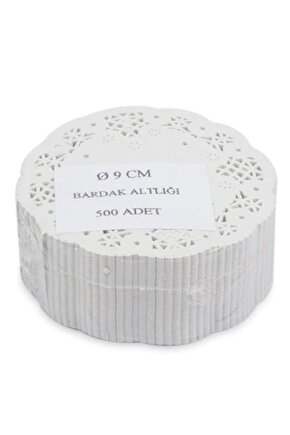 Dantel Işlemeli Kağıt Çay Bardak Tabak Altlığı - Beyaz - 9 Cm. - 500 Adetlik 10 Paket