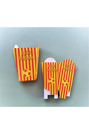 Sarı Kırmızı Taraftar İyiki Doğdun Yazılı Mısır Kutusu 8 li