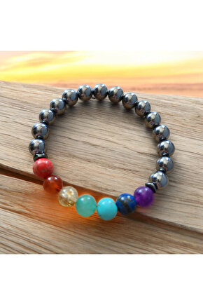 Doğaltaş Terahertz taşı Çakra Bileklik