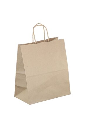 Burgu Saplı Kraft Kağıt Çanta 28x17x29 Cm 50 Adet