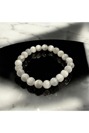 AuraStone Selenit Doğal Taş 8mm Bileklik