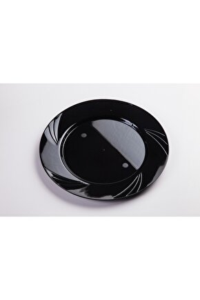 Kristal Plastik Mika Tabak 26cm Siyah 12 Adet