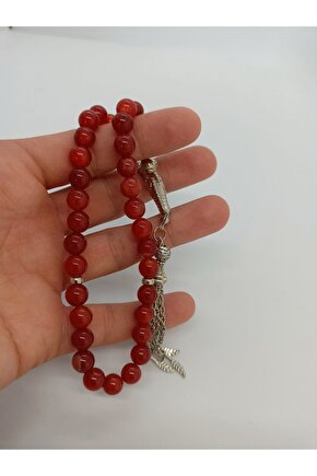 DOĞALTAŞ TESPİH  OSMANLI KIRMIZI AKİK TAŞI TESPİH -1039