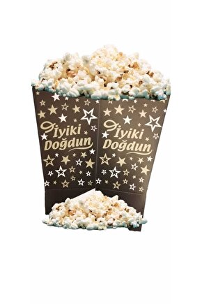 Mısır Kutusu Iyi Ki Doğdun Siyah Üzeri Gold Yıldız Desenli 8li