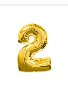 2 Rakam Gold Folyo Balon Sayılı Balon 100 Cm Dev Boy