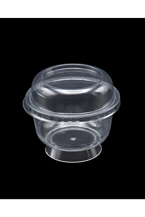 Plastik Kristal Tatlı Kabı - Kapaklı 180cc 25 Adet, Kullan At