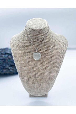 KRİSTAL KUVARS DOĞAL TAŞ KALP KOLYE