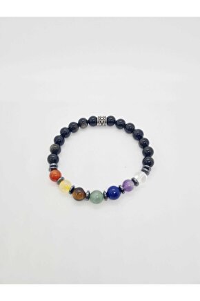 Doğal 7 Çakra Bilekliği Kristalkuvars Ametist Lapis Lazuli Aventurin Kaplan Gözü Sitrin,akik,hematit