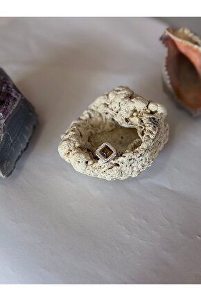 Kaplan Gözü Doğal Taş Ayarlamalı Yüzük ( Paslanmaz Çelik )
