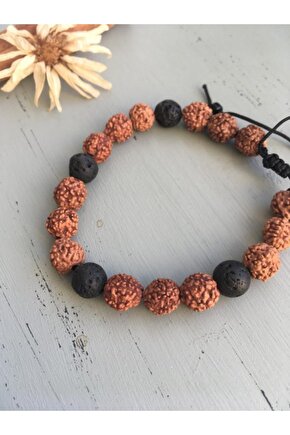 Doğaltaş Rudraksha Lav Taşı Unisex Bileklik
