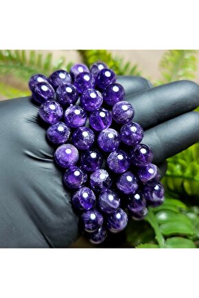 10mm Ametist Bileklik  - El Yapımı Tasarım Ürünler