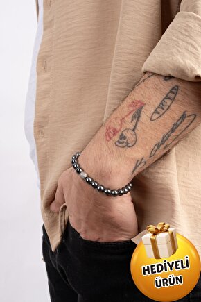 Unisex Hematit Stres Denge Ve Baş Dönmesi Doğaltaş Hediyelik Bileklik