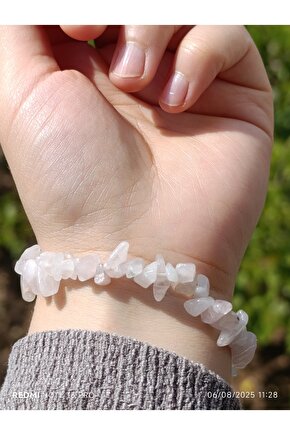 Pembe Kuvars Kırık Doğaltaş Kadın Bileklik