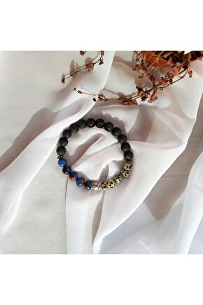 Murano Kuvars Dalmaçyalı Jasper Lav Taşı Doğal Taş Bileklik