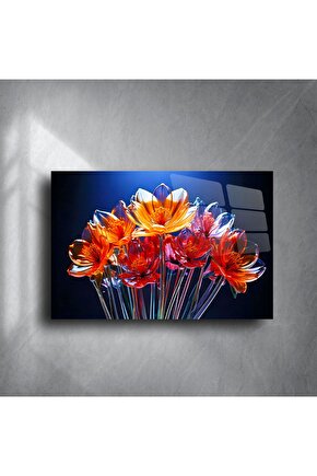 Turuncu Cam Çiçek Buketi Tablo