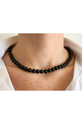 Oniks Taşı Doğaltaş Kolye 8 Mm