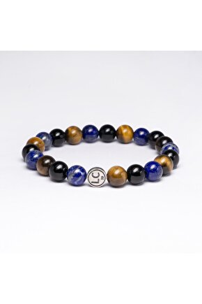 Lapis Lazuli Oniks Kaplan Gözü Doğal Taş Bileklik Şans Başarı Cesaret Taşı