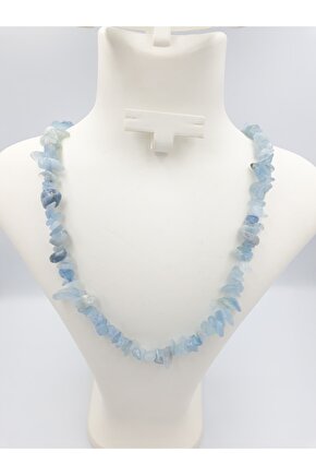 Akuamarin Kırıktaş Kolye Uzunluk 40cm