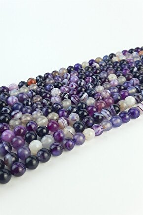 Mor Madagaskar Akik Doğal Taş 8 Mm 1 Dizi Helsinki