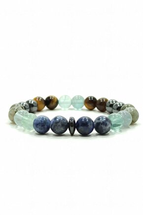 Öğrenci Bilekliği Sodalit Florit Labradorit Hematit Kaplangözü Doğal Taş Bileklik Rio