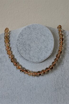 Sertifikalı 8 Mm Sitrin Doğaltaş Kolye