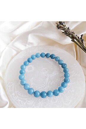 Mavi Kuvars Doğal Taş Bileklik 8 Mm