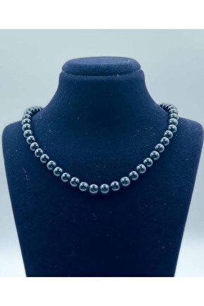 Shungite Doğal Taş Kolye 6 Mm Küre Kesim