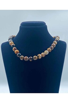 Kaplan Gözü Aa Kalite Doğal Taş Kolye 8 Mm Küre Kesim