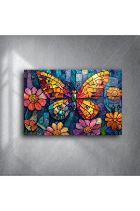 Renkli Cam Mozaik Kelebek Duvar Sanatı