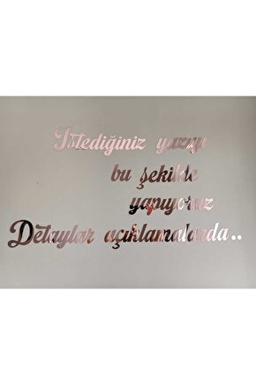 Kişiye Özel Yazı, Yapışkanlı Aynalı Rose Gold Pleksi Duvar Yazısı (HER 50 HARF IÇİN 1 ÜRÜN)