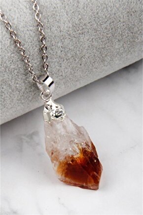 Sitrin Doğal Taş Diş Kolye Ucu