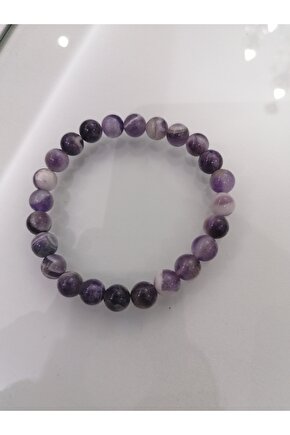 Ametist Doğal Taş Bileklik 8mm Küre Kesim