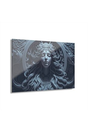 Kadın Model Medusa 3 Cam Tablo Duvar Dekoru 22
