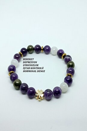 Sertifikalı Depresyon,uykusuzluk,iştah Kontrolü (AMETİST, PİRİT, AY TAŞI,HEMATİT), Doğaltaş Bileklik